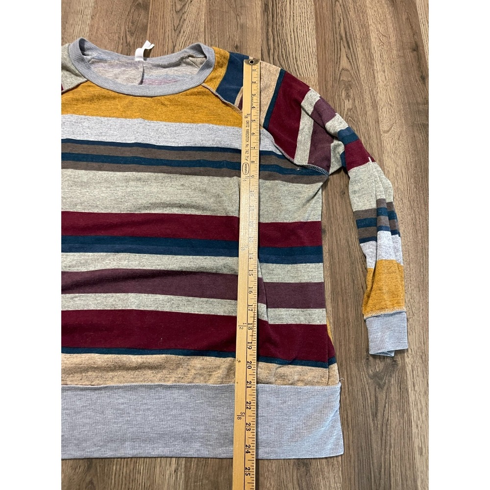 Honeyme Shirt, Women's Size Large, Yellow Blue Red, Striped, Long Sleeve - Picture 6 of 9